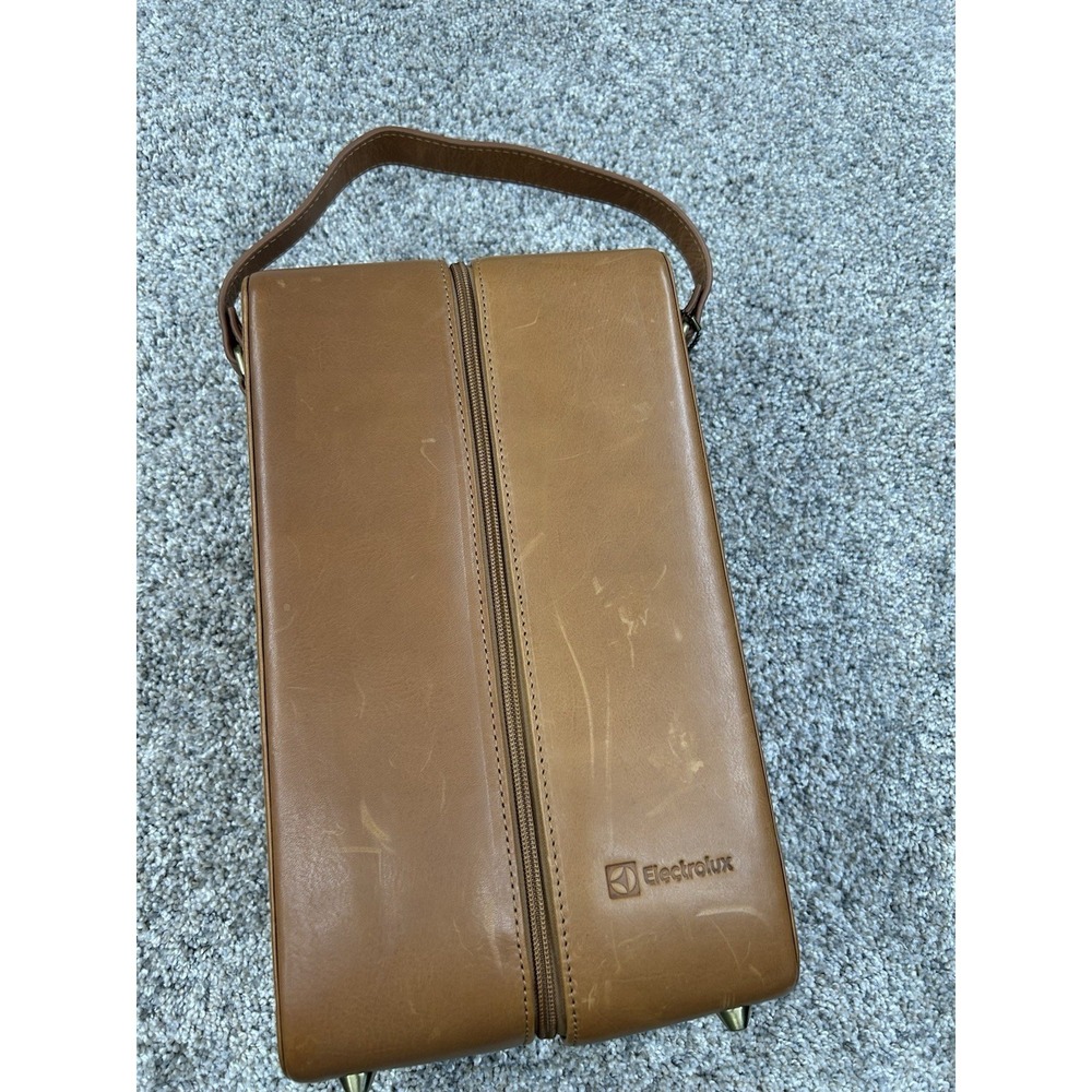 Vintage Electrolux Brown Clava Leather Double Wine Bottle Carrier Tote